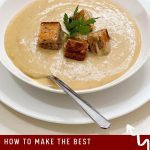 Pinterest image for Potato and Leek Soup.