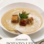 Pinterest image for Potato and Leek Soup.