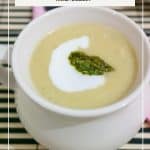 Pinterest image for leek potato soup.