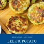 Pinterest image for leek and potato patties.
