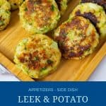 Pinterest image for potato leek patties.
