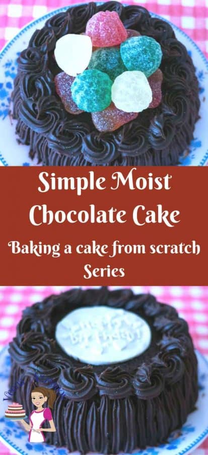 Simple moist chocolate cake is the simplest, easiest and quickest chocolate cake you can make. All you need is two bowls and a whisk. Deliciously light and airy this cake is can be served with whipped cream for a light dessert or with chocolate frosting for a more indulgent affair.