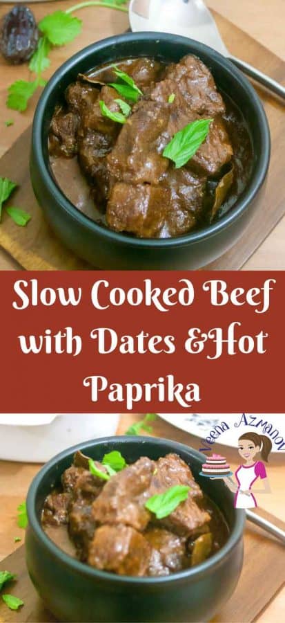 This Moroccan slow cooked beef with dates is easy, simple, tender and melts in the mouth. It has a hand on time of just 10 minutes but is slow cooked for two hours. While the dates add tender sweetness to the beef the hot paprika add that little zing of spice.