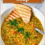 Pinterest image for Slow Cooker Crockpot Lentil Soup.