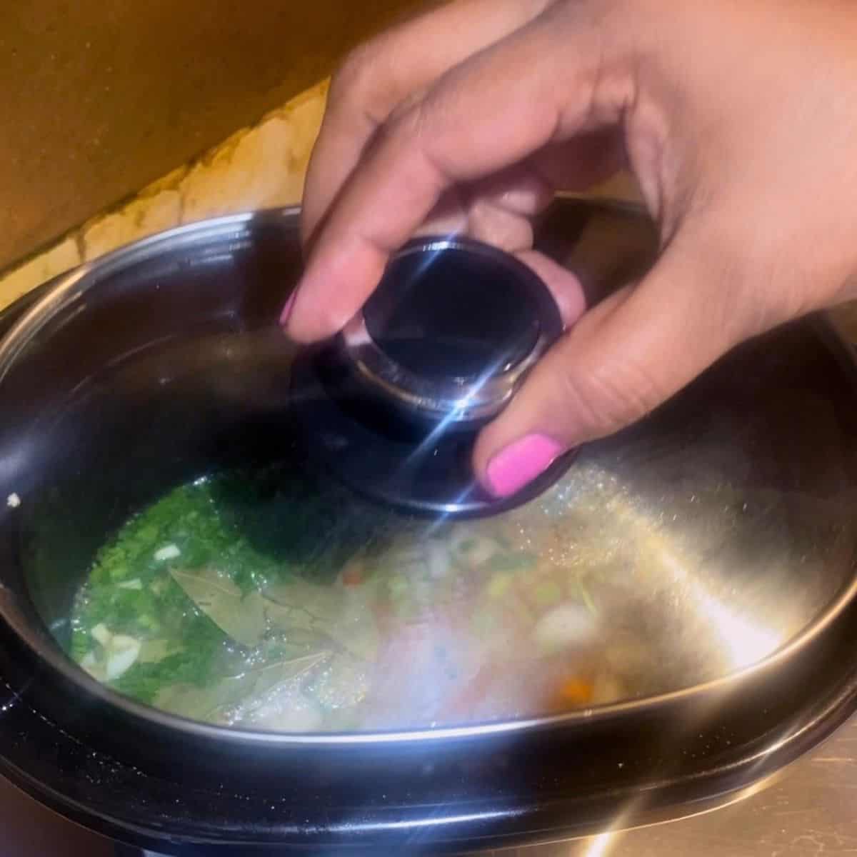 Progress picture - slow cooker with soup.