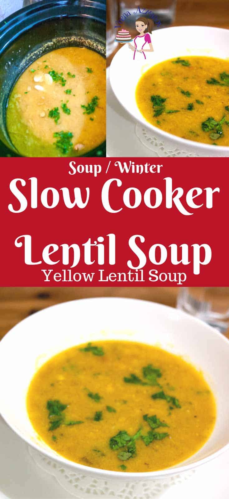 This slow cooker lentil soup is not just nutritious but hearty and flavorful. Serve it with crusty bread and a side salad for a simple week night dinner. The lentils are cooked until so soft you can barely see the grains. The fresh cilantro add so much more than just flavor. #lentil #soup #winter #comfortfood #soups #healthy #yellowlentil #souprecipes #cooking This slow cooker lentil soup is not just nutritious but hearty and flavorful. Serve it with crusty bread and a side salad for a simple week night dinner. The lentils are cooked until so soft you can barely see the grains. The fresh cilantro add so much more than just flavor. #lentil #soup #winter #comfortfood #soups #healthy #yellowlentil #souprecipes #cooking