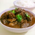 A bowl of Mongolian beef stew.