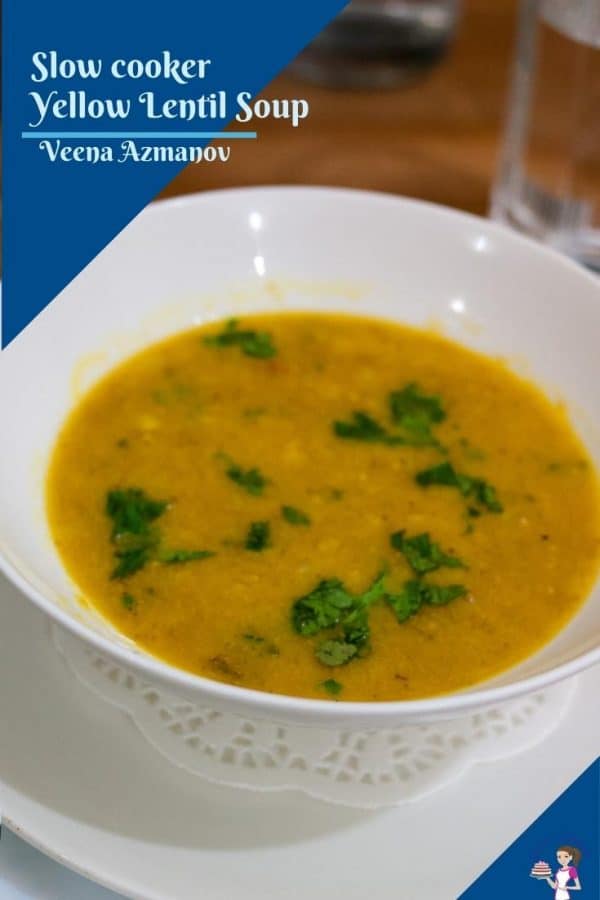 A pinterest image for lentil soup