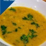 A bowl of lentil soup.
