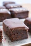 Brownies, Dark, Chocolate with fudge topping on display