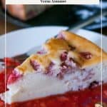 Pinterest image for cheesecake with ricotta and strawberries.