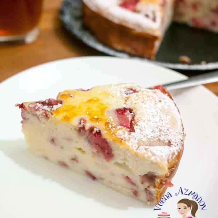 Ricotta Cheesecake - Crustless with Strawberry Sauce - Veena Azmanov ...