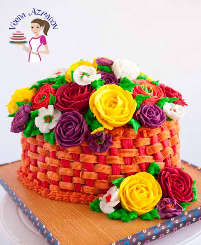 Create a beautiful edible gift for Mother's Day with this Spring Buttercream Basket of Flowers cake. Made with my simple moist chocolate cake, weaved with a delicious sweet buttercream that's also piped into beautiful flowers.