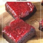 Pinterest image for brownies with strawberries.