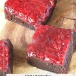 Pinterest image for brownies with strawberries.