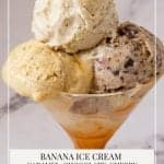 Pinterest image for Ice cream with Banana and Caramel, chocolate, cherries,