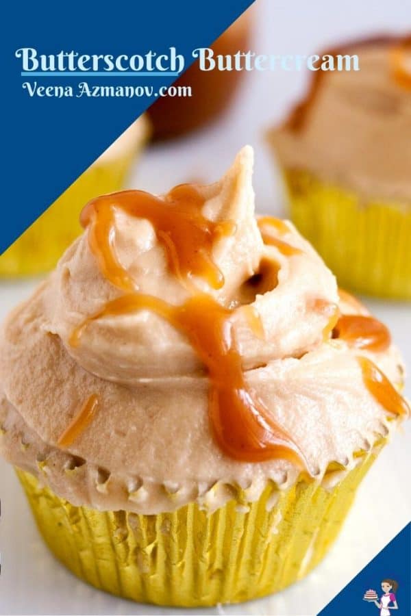 Pinterest image for butterscotch Frosting.