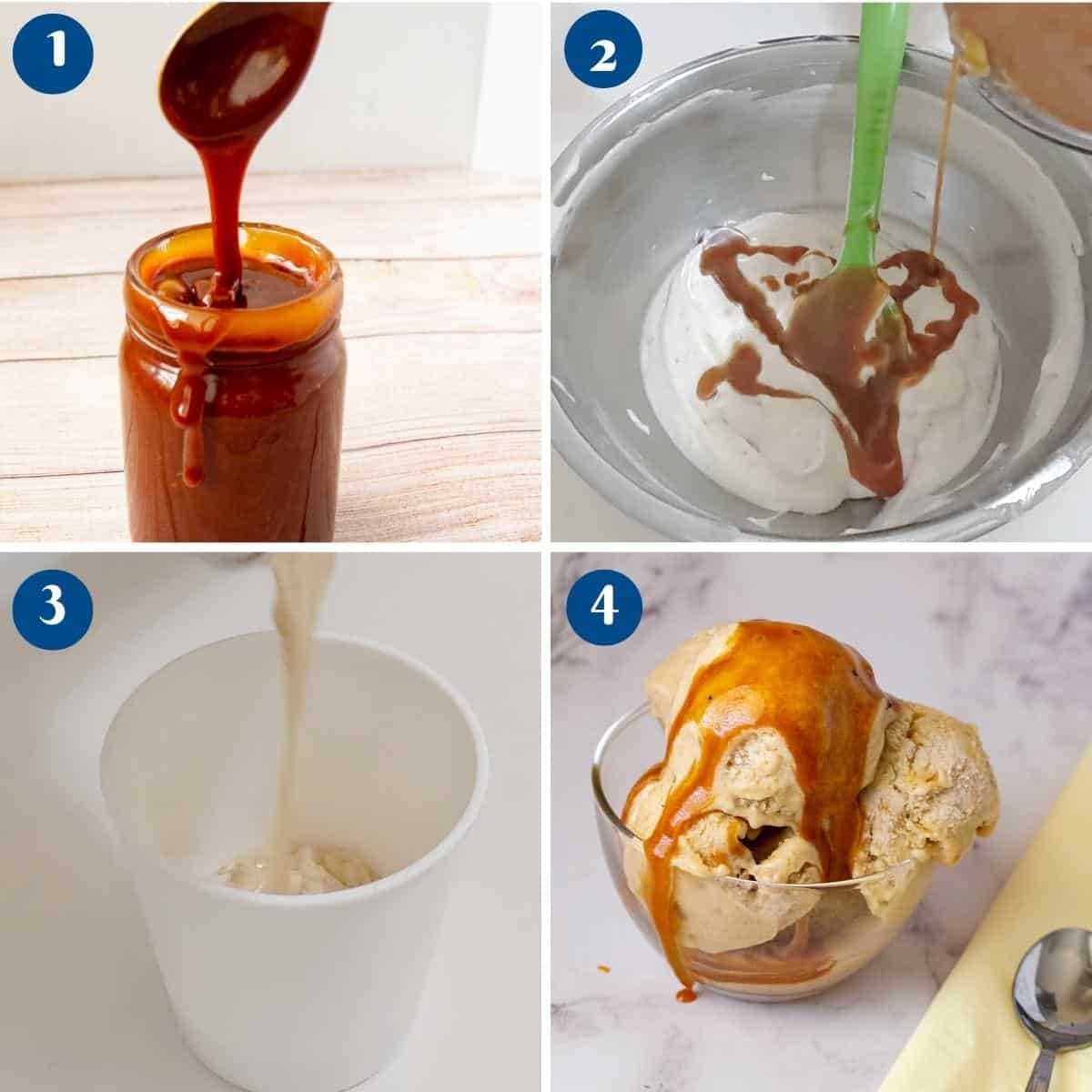 Progress pictures ice cream with caramel and banana.