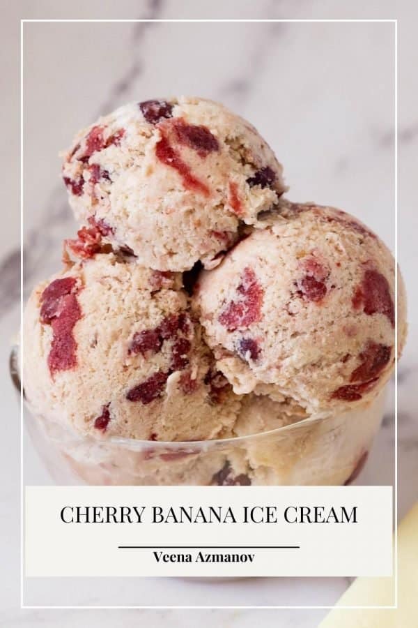 Pinterest image for Ice cream with Banana and Cherry.