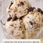 Pinterest image for Ice cream with Banana and Chocolate.