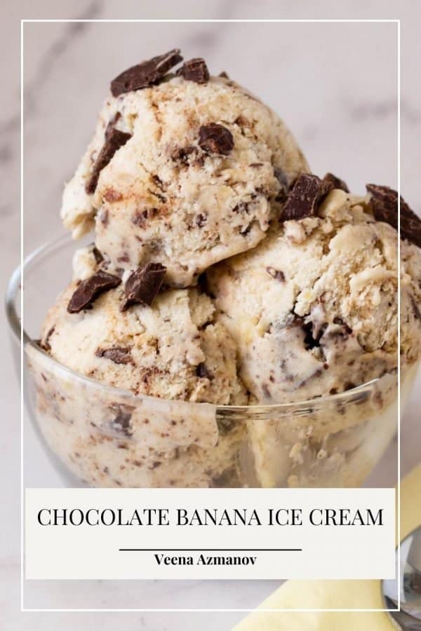 Pinterest image for Ice cream with Banana and Chocolate.