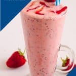 A berry smoothie in a tall glass.