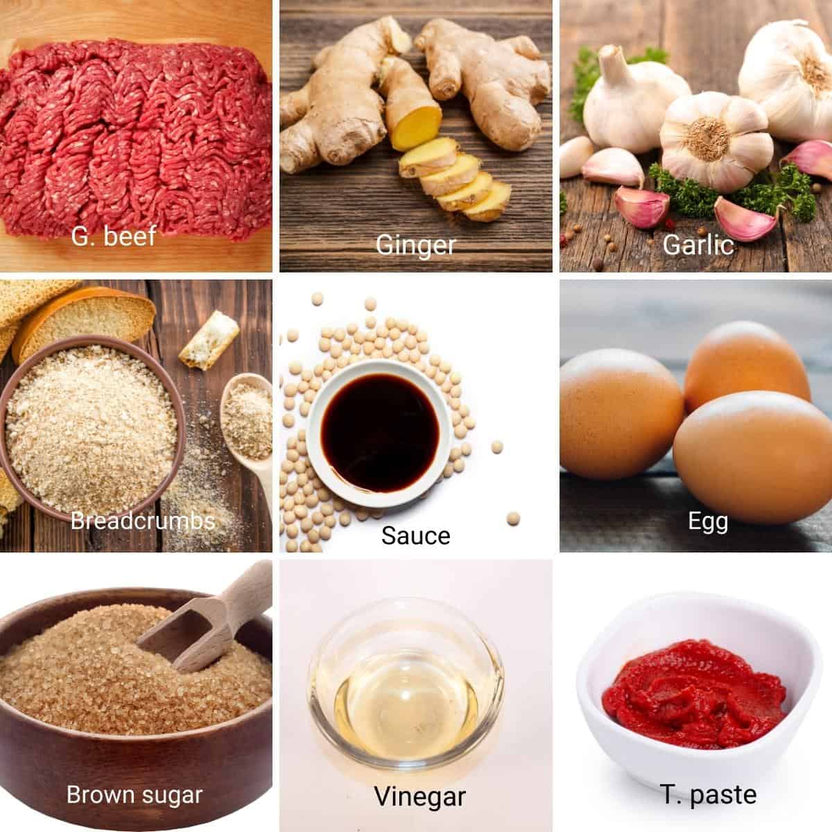 Ingredients for making Mongolian Meatballs.