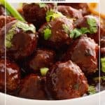 Pinterest image for Mongolian Asian Meatballs.