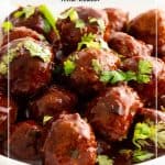 Pinterest image for Mongolian Asian Meatballs.