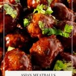 Pinterest image for Mongolian Asian Meatballs.