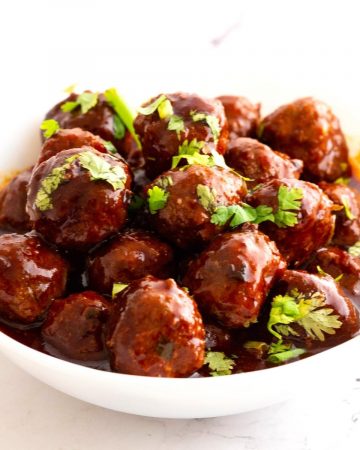 Asian meatballs in a bowl.