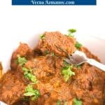 Pinterest image for slow cooked beef curry.