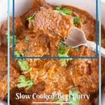 Pinterest image for beef curry.