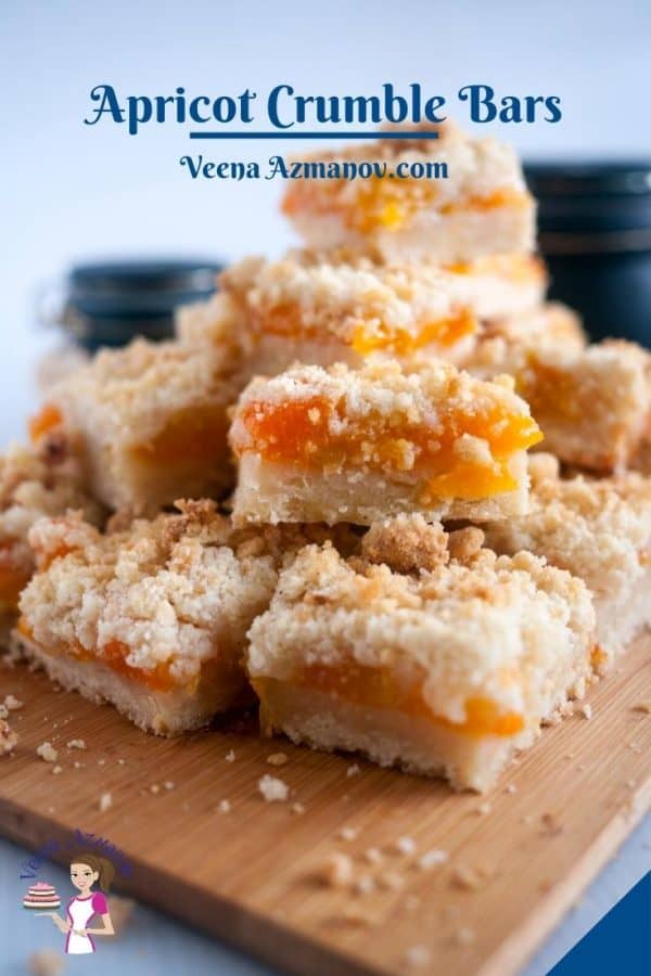 Pinterest image for apricot crumble bars.