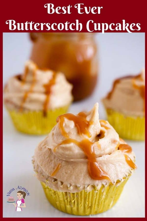 A cupcake with butterscotch frosting.