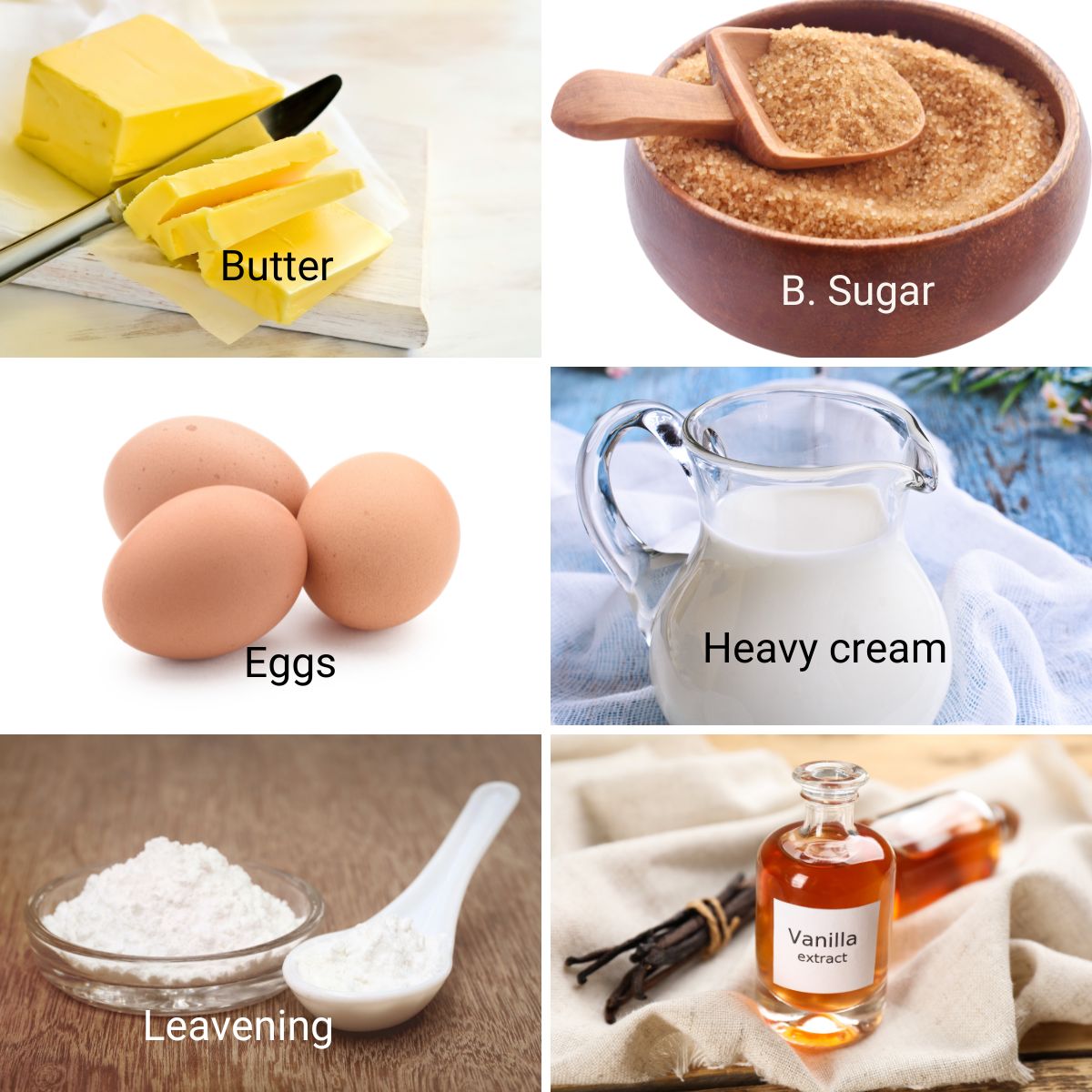 Ingredients for making butterscotch cupcakes.