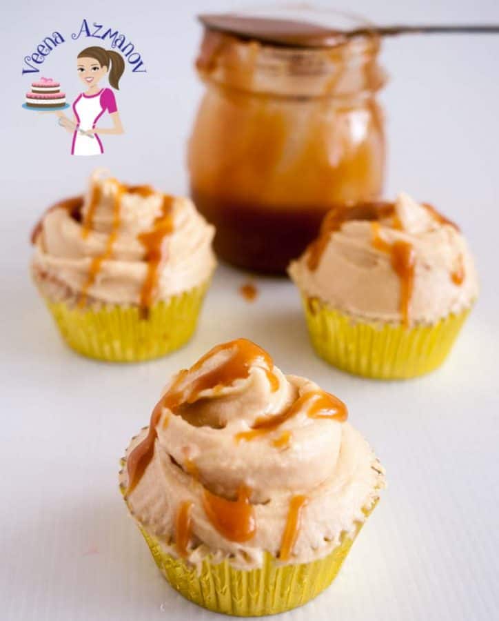 Cupcakes with butterscotch frosting.