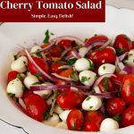 Pinterest image for Cherry Tomato Mozzarella Salad.
