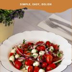 Pinterest image for Cherry Tomato Mozzarella Salad.