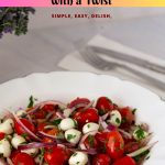Pinterest image for Cherry Tomato Mozzarella Salad.
