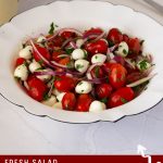 Pinterest image for Cherry Tomato Mozzarella Salad.