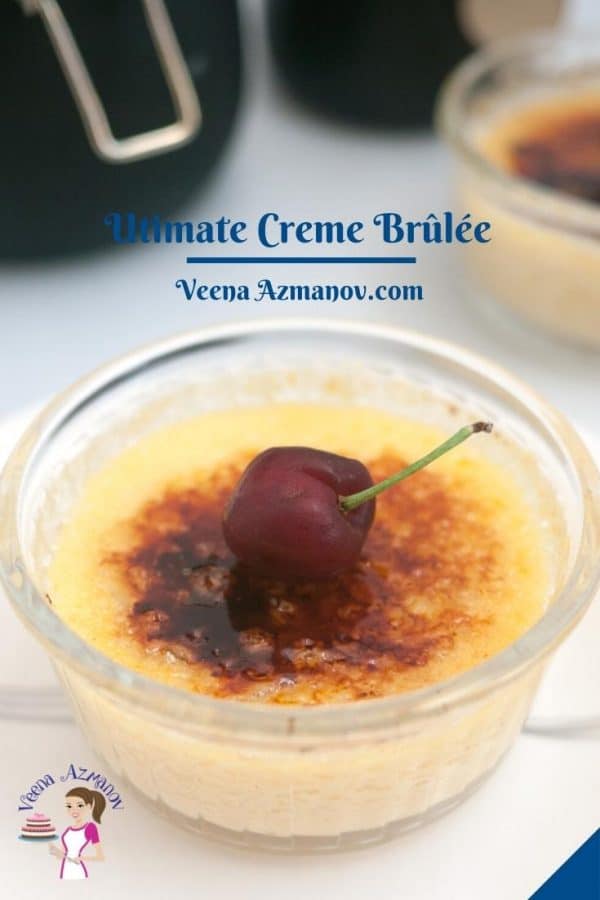 Pinterest image for baked creme brulee.