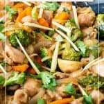 Pinterest image for stir fry chicken with ginger.