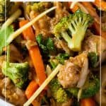 Pinterest image for stir fry chicken with ginger.