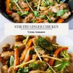 Pinterest image for stir fry chicken with ginger.