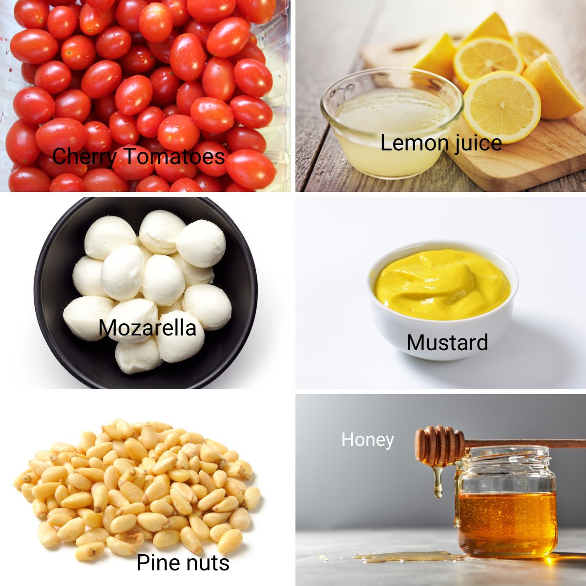 Ingredients for Cherry Tomato Mozzarella Salad.