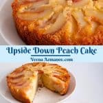 Pinterest image for peach cake.