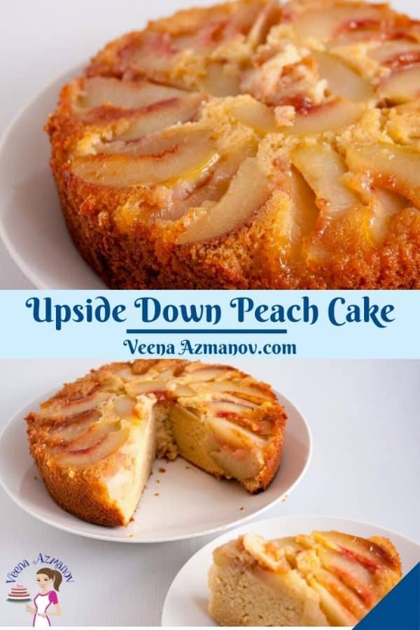 Pinterest image for peach cake.