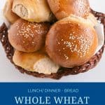 Pinterest image for burger buns with whole wheat.