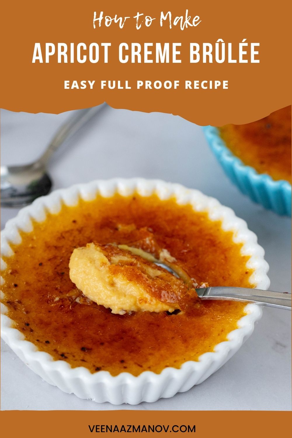 Pinterest image for Apricot Creme Brûlée Recipe.